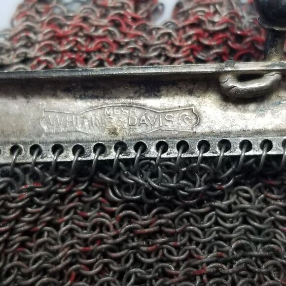 Antique Whiting and Davis Silver Tone Chain Link Mesh Metal Bag with Some Color - Picture 5 of 9